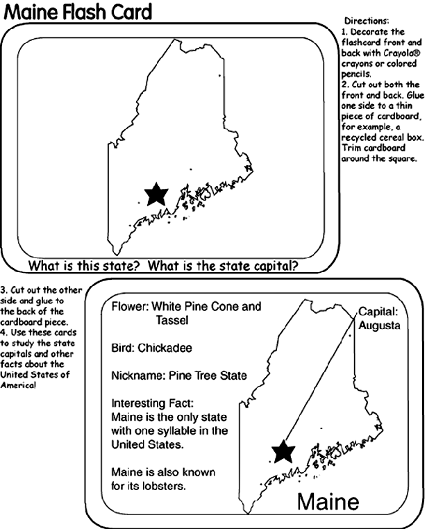 US State Flash Cards - Maine Coloring Page | crayola.com